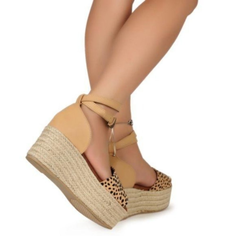Cheetah Espadrille Platform Sandals - Picture 7 of 13